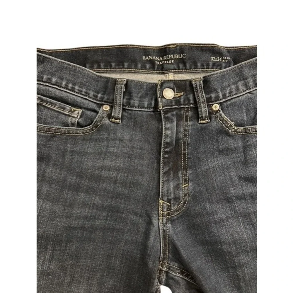 Banana Republic Traveler Shorts Mens 32 Dark Blue Excellent Slim‎ Fit Cut Off